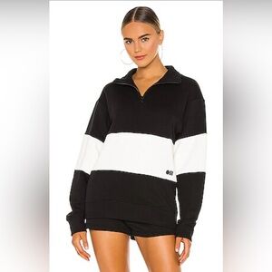 Revolve Solid & Striped Blackout Cream Color Block Pullover Preppy Cozy Lounge‎